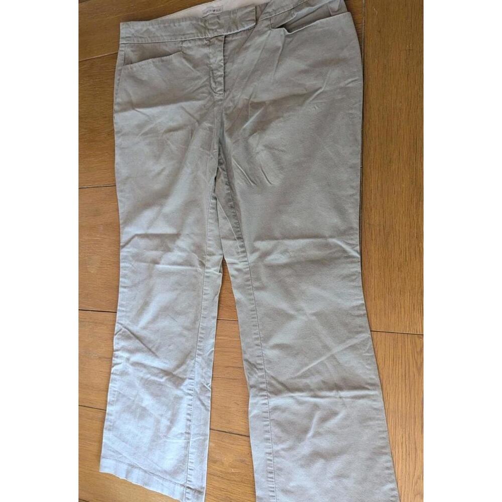 Vintage Fashion Bug Women Beige Stretch 98% Cotton Plants Side Pockets 16